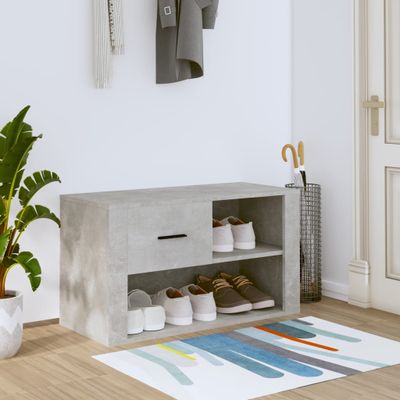 vidaXL Botník betónovo sivý 80x35x45 cm spracované drevo