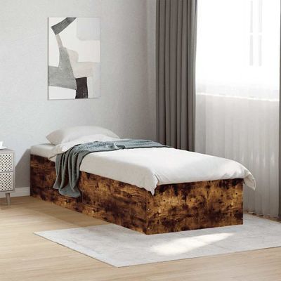 vidaXL Posteľný rám dymový dub 90x200 cm borovicový masív