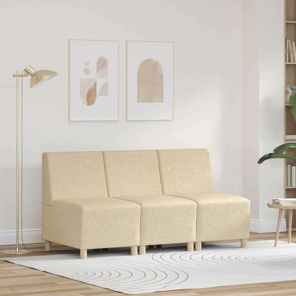vidaXL Bezrúčková modulárna sofa jednotka 3 pcs Krémová