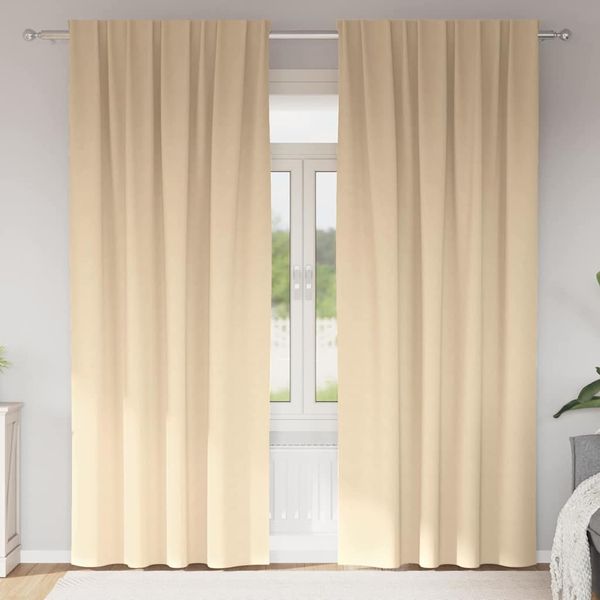 vidaXL Záclony na zatemnenie s krúžkami 2 pcs Krémová 260 x 140 cm