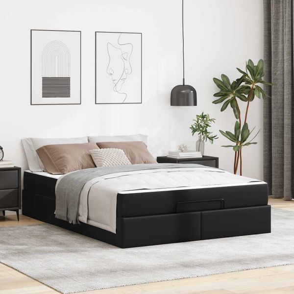 vidaXL Rám postele s matracom Iný 2 pcs Čierna PVC