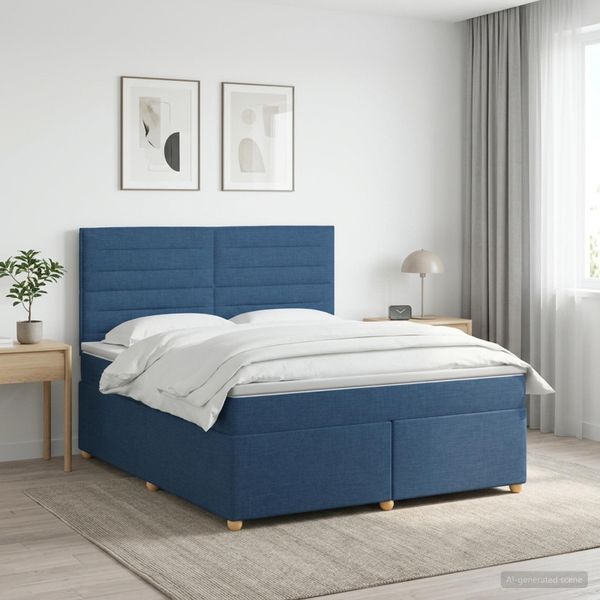 vidaXL Posteľ boxspring s matracom Modrá 140 x 190 cm Látka
