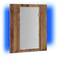 vidaXL LED zrkadlová skrinka staré drevo 40x12x45 cm kompozitné drevo