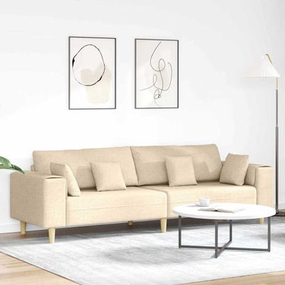 vidaXL Pohovka s vankúšom Krémová 250 x 77 x 76 cm látka