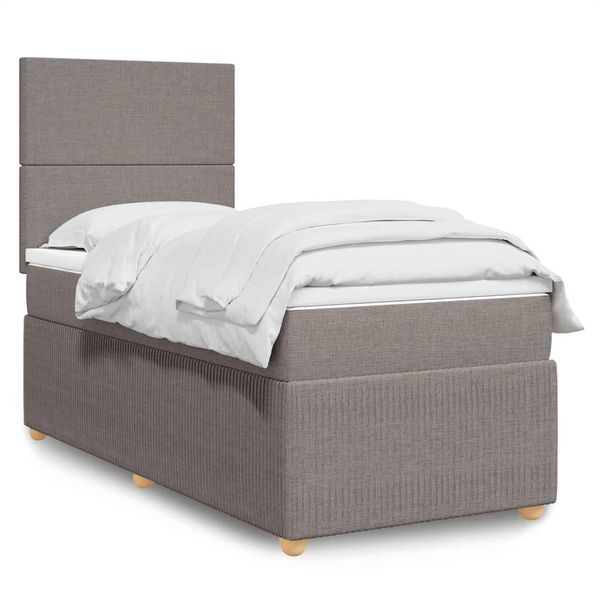 vidaXL Posteľný rám boxspring s matracom sivohnedý 90x190 cm látka