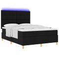vidaXL LED box s pružinami s čelnou doskou Čierna 160 x 200 cm látka