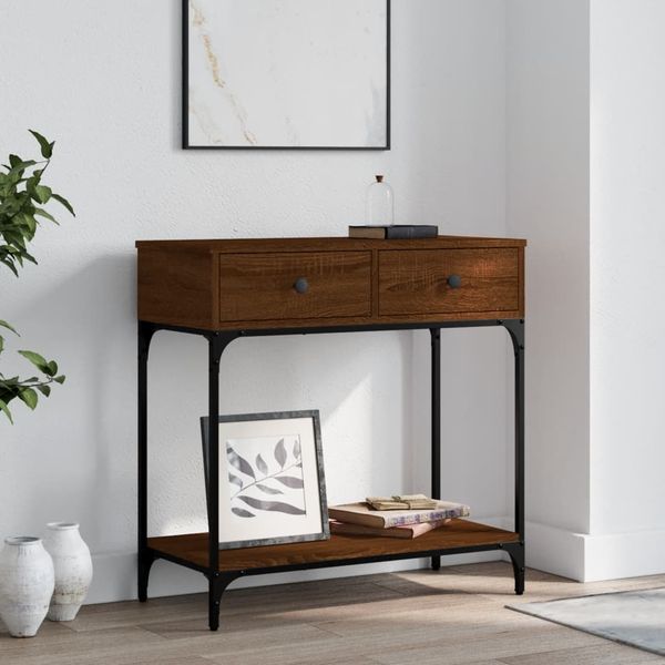 vidaXL Konzolový stolík hnedý dub 75 x 34,5 x 75 cm kompozitné drevo