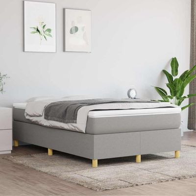 vidaXL Posteľný rám s boxspringom bledosivý 120x200 cm látka