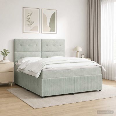 vidaXL LED boxspring posteľ s matracom Svetlosivá 140 x 200 cm Zamat