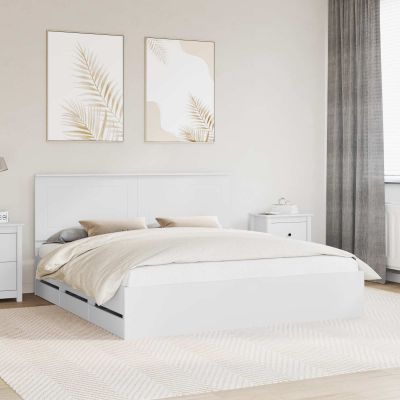 vidaXL Rám postele so zásuvkou Biela 180 x 200 cm Inžinierske drevo