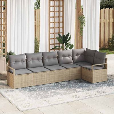 vidaXL Sada pohoviek 6 pcs Béžová polyratan