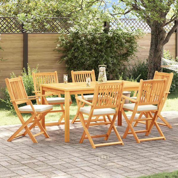 vidaXL Skladacia stolička 6 pcs Biela 49 x 57.5 x 92 cm Akáciový masív