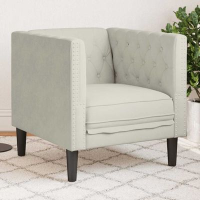 vidaXL Pohovka Chesterfield krémová zamat