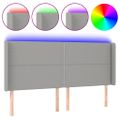 vidaXL Čelo postele s LED bledosivé 183x16x118/128 cm látka