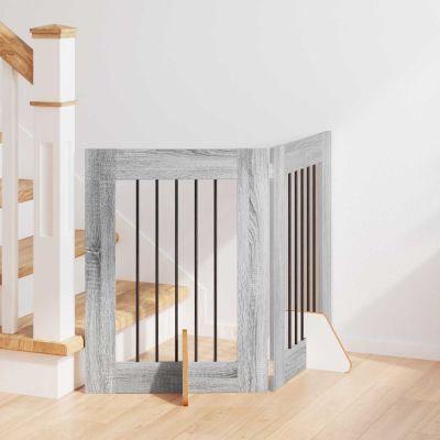 vidaXL Brána pre psov so stojanmi 2 pcs Sivá sonoma 60 x 60 cm