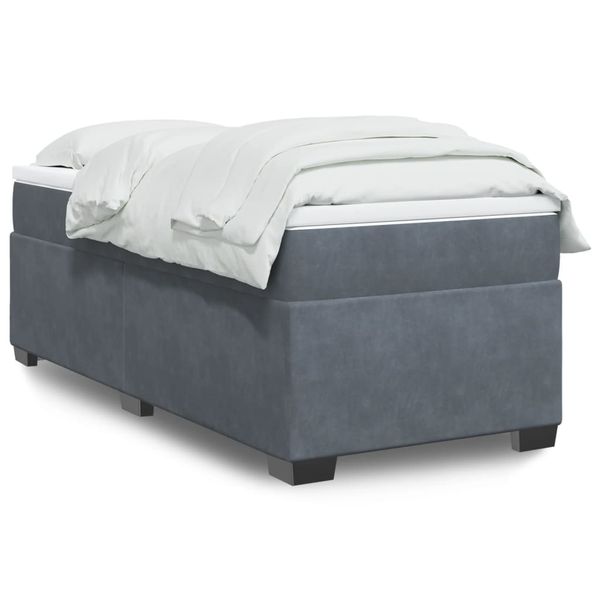 vidaXL Posteľný rám boxspring s matracom tmavosivý 90x200 cm zamat