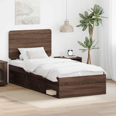 vidaXL Rám postele Hnedý dub 75 x 190 cm Masívne borovicové drevo
