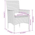 vidaXL 3-dielna záhradná jedálenská súprava+podložky, sivá, polyratan