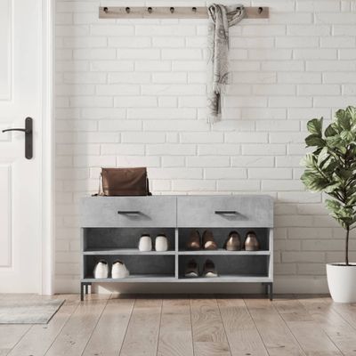 vidaXL Lavička na topánky, betónovo sivá 102x35x55cm, kompozitné drevo