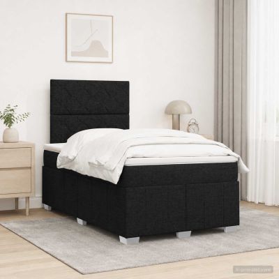 vidaXL LED boxspring posteľ s matracom Čierna 120 x 200 cm Látka