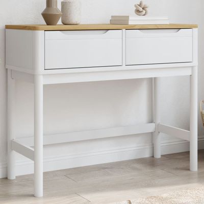 vidaXL Konferenčný stolík FLORO biely 89,5x36,5x73 cm borovicový masív