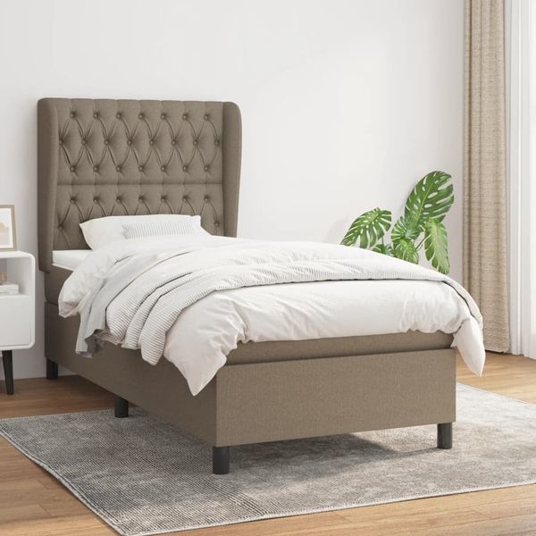 vidaXL Boxspring posteľ s matracom sivohnedý 100x200 cm látka