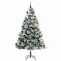 vidaXL Umelý vianočný stromček Zelená a biela 240 cm PVC, kov a plast