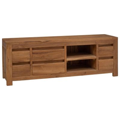 vidaXL Skrinka na TV 110 x 30 x 40 cm Prírodná Husté teakové drevo