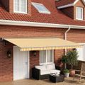vidaXL Náhradná látka na markízu Žltá a biela 500 × 300 cm Polyester