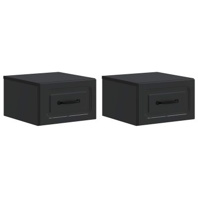 vidaXL Nástenná nočná skrinka Nástenný 2 pcs Čierna 34,5 x 33 x 20 cm