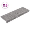 vidaXL Schodové rohože 5 ks 65x21x4 cm sivé s obdĺžnikovým okrajom