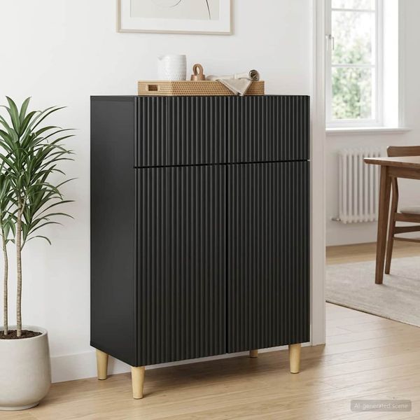 vidaXL Servírovacia skriňa Čierna 66 x 34,5 x 90 cm Kompozitné drevo