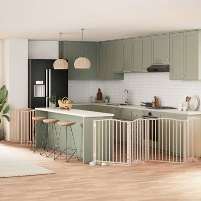 vidaXL Brána pre psa s dverami sklad. 12 panelov 960 cm topoľové drevo