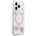 Puzdro Guess Resin Flowers Glitter MagSafe pre iPhone 17 Pro ružové