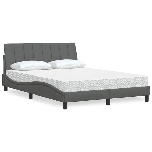 vidaXL Posteľ s matracom Hanko tmavosivá 140x200 cm látka