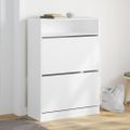 vidaXL Botník s 2 výklopnými zásuvkami biely 80x34x116 cm