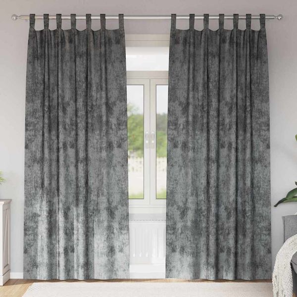 vidaXL Sametové závesy so záclonami 2 pcs Sivá 260 x 140 cm Zamat