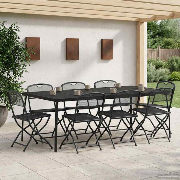 vidaXL Záhradný nábytok 9 pcs Antracitová Železo a oceľ