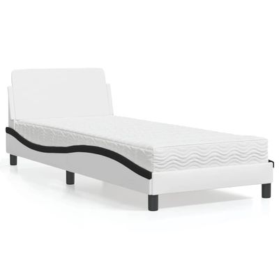 vidaXL Posteľ s matracom Dover bielo-čierna 80x200 cm umelá koža