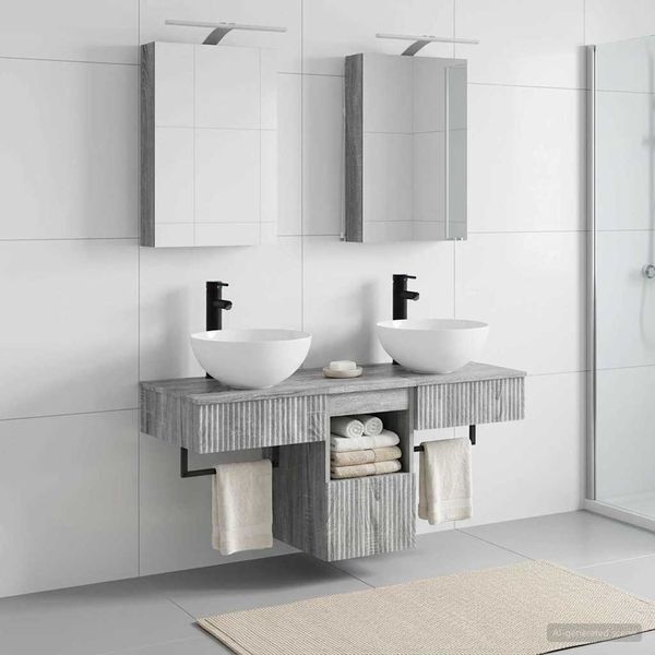 vidaXL Set kabinetov do kúpeľne 5 pcs Sivý Sonoma 40 x 10,5 x 60,5 cm