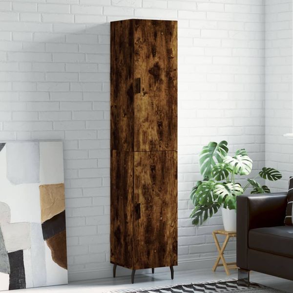 vidaXL Vysoká skrinka dymový dub 34,5x34x180 cm spracované drevo