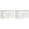 vidaXL TV skrinky 2 ks biele 67x39x44 cm oceľ