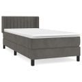 vidaXL Posteľný rám boxspring s matracom tmavosivý 90x200 cm zamat