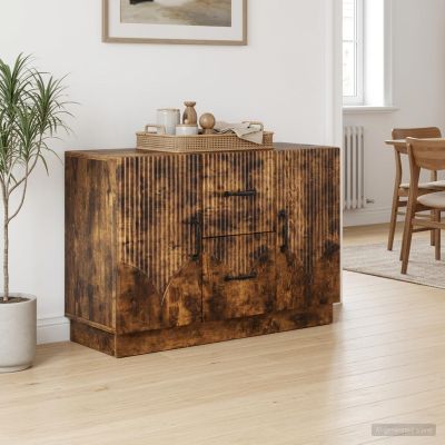 vidaXL Servírovacia skriňa so zásuvkou Dymový dub 89 x 34,5 x 57 cm