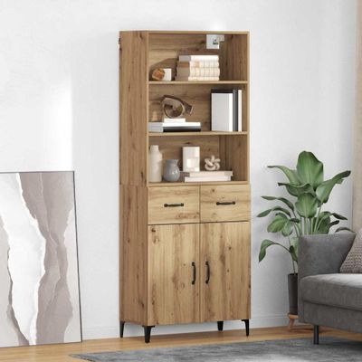 vidaXL Highboard Remeselný dub 69,5 x 34 x 180 cm Kompozitné drevo