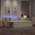vidaXL LED úložná posteľ s matracom Krémová 200 x 200 cm Látka