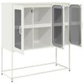 vidaXL Komoda biela 100,5x39x107 cm oceľ valcovaná za studena
