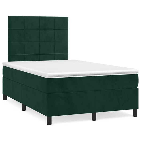 vidaXL Boxspring posteľ s matracom, tmavozelená 120x190cm, zamat