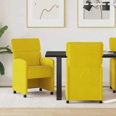 vidaXL Jedálenské stoličky na kolieskach 2 pcs Žltá 58 x 65 x 98 cm