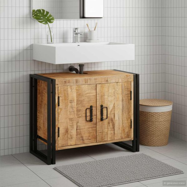 vidaXL Skrinka pod umývadlo Hnedá 71 x 33 x 58 cm Masívne mango drevo